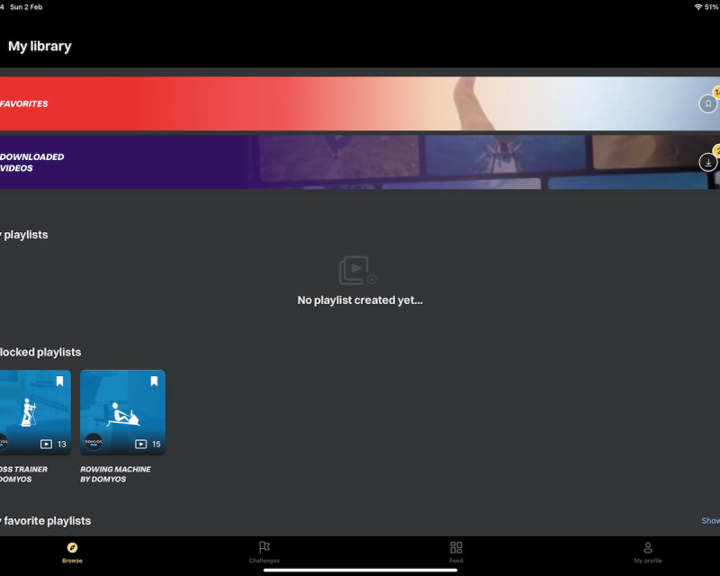 User's library screen screenshot in Kinomap