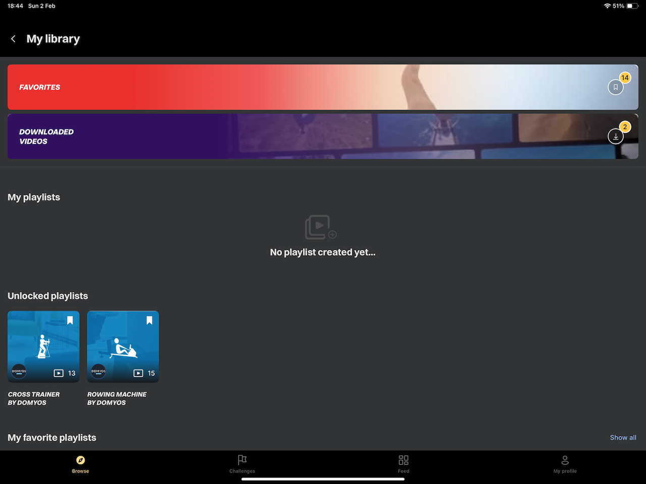 User's library screen screenshot in Kinomap