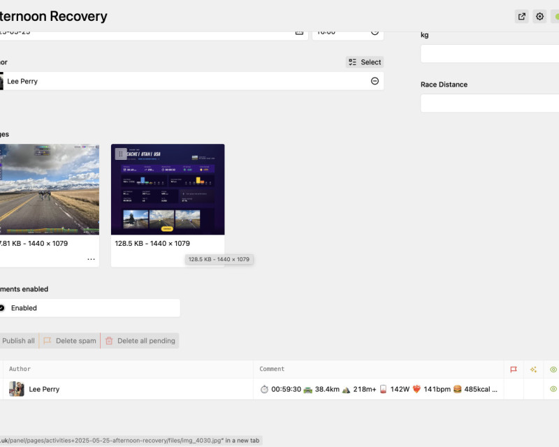 Screenshot of the kirby panel view with file sizes and dimensions displayed below image cards.
