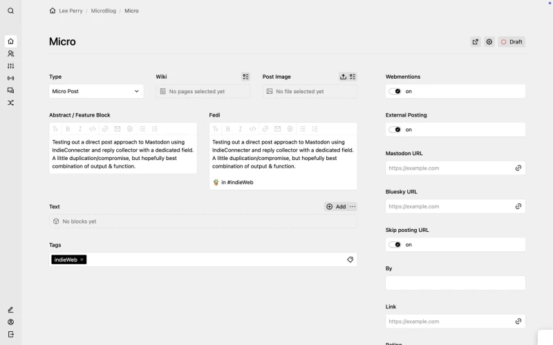 Screenshot of kirby panel view with mirrored abstract field for syndication, but with additional data not displayed on page.