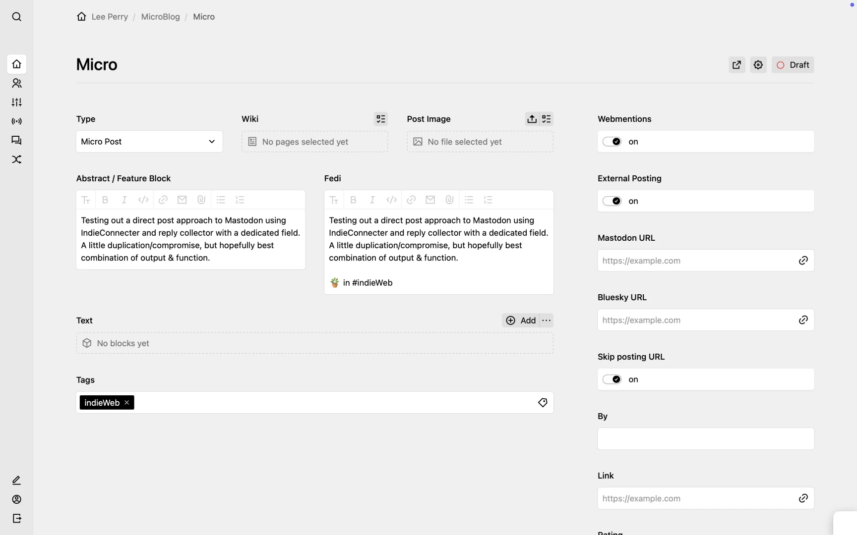 Screenshot of kirby panel view with mirrored abstract field for syndication, but with additional data not displayed on page.