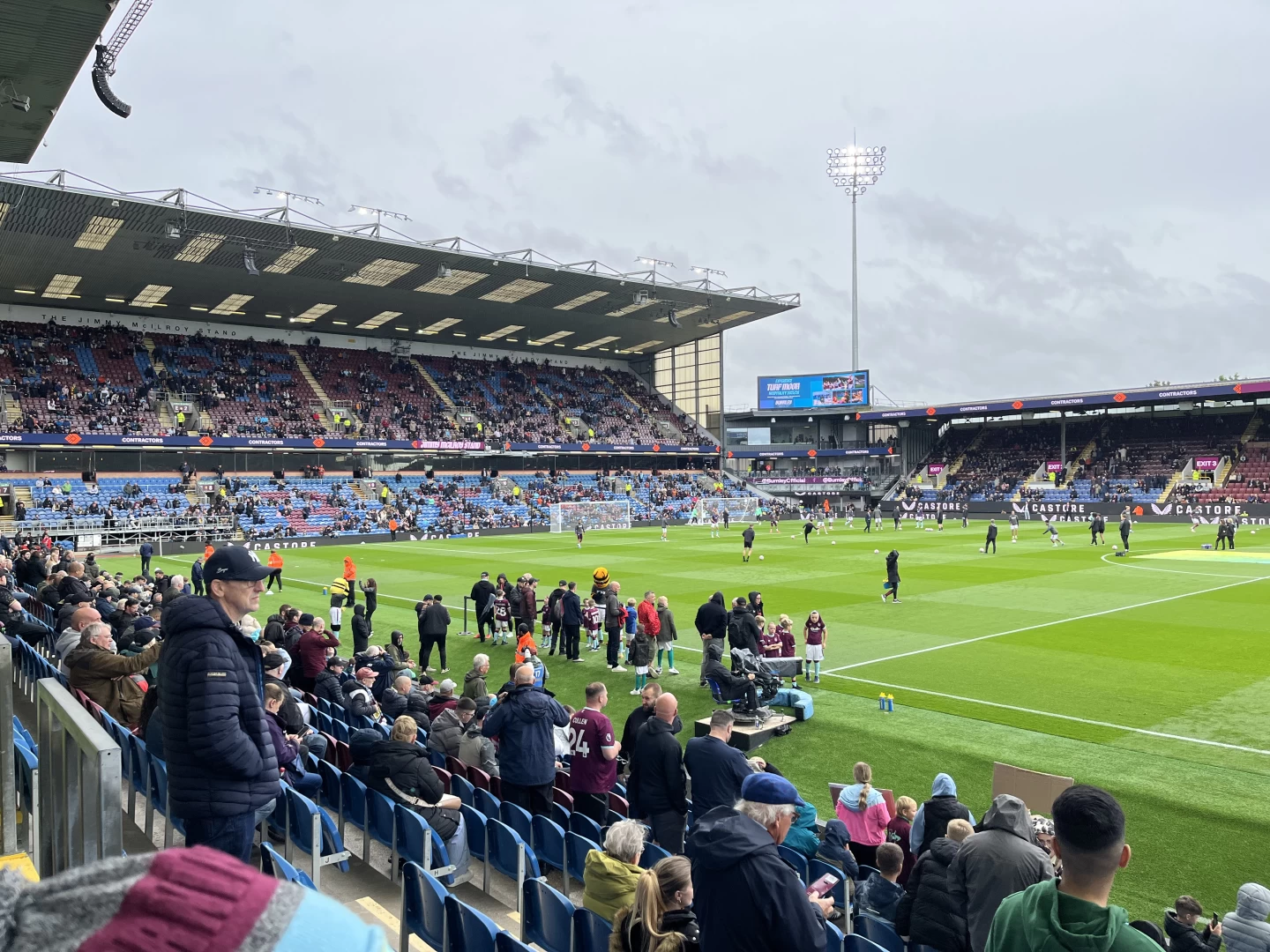 View across the pitch at Turf Moor towards the Jimmy McIlroy Stand ahead of Burnley v Liverpool, September 2025